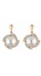 Gold-Plated White Crystal Metal Drops Earrings