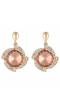 Gold-Plated Peach Crystal Metal Drops Earrings