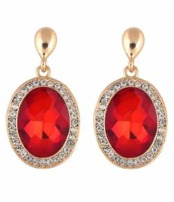 Red Cubic Zirconia Alloy Stud Earring