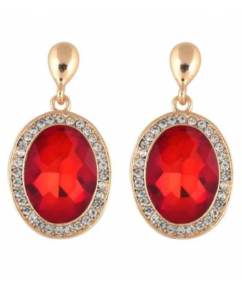 Red Cubic Zirconia Alloy Stud Earring