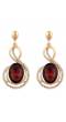 Brown Gold-Plated Oval Drop Earrings