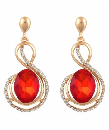 Red Gold-Plated Oval Drop Earrings