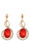 Red Gold-Plated Oval Drop Earrings