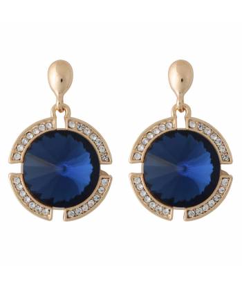 Embedded Blue Crystal Drop Earrings