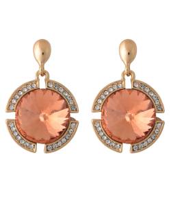 Embedded Peach Crystal Drop Earrings