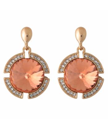 Embedded Peach Crystal Drop Earrings