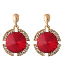 Embedded Red Crystal Drop Earrings