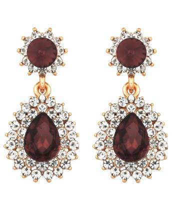 Embellished Brown Crystal Drop Earrings