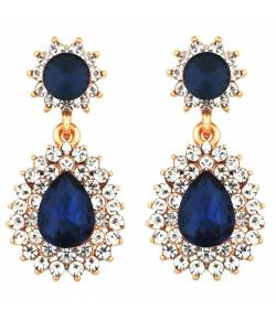 Embellished Blue Crystal Drop Earrings