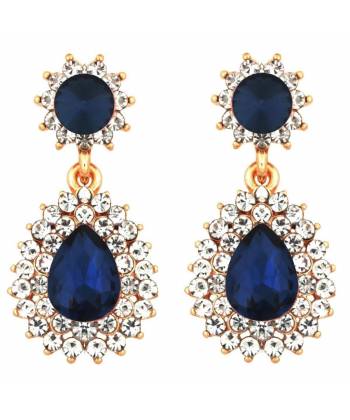 Embellished Blue Crystal Drop Earrings