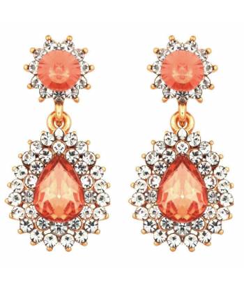 Embellished Peach Crystal Drop Earrings