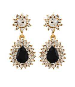 Embellished Black Crystal Drop Earrings
