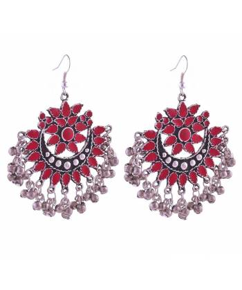 Red Afghani Style Drop Earrings