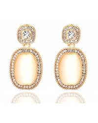 Buy Online Crunchy Fashion Earring Jewelry Gold-Plated White Crystal Metal Drops Earrings Jewellery CFE0868