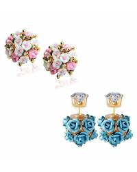 Buy Online Crunchy Fashion Earring Jewelry Pink Stone Crystal Metal Drop Earring Jewellery CFE0854