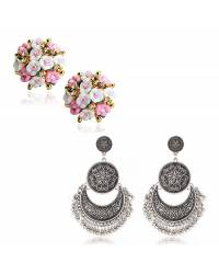 Buy Online Crunchy Fashion Earring Jewelry Valentine Special Silver Heart NeckPiece Jewellery CFN0376