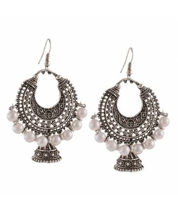 Oxidised Silver Dangle Jhumki Earrings