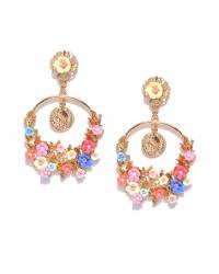 Buy Online Crunchy Fashion Earring Jewelry Crystal Embellished Blue Metal Flowers Drop Earrings Jewellery CFE0770