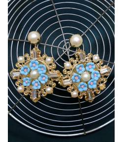 Gold Plated Floral Drop & Dangler Earrings 