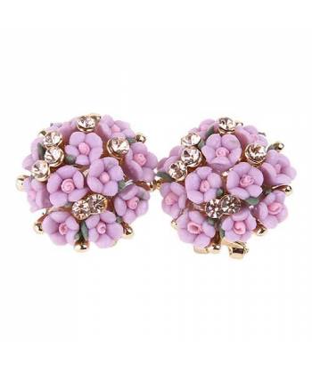 Purple Floret Stud Earrings for Girls