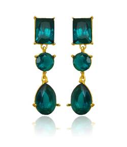 Green Crystals Chandelier Earrings
