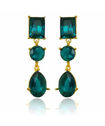 Green Crystals Chandelier Earrings