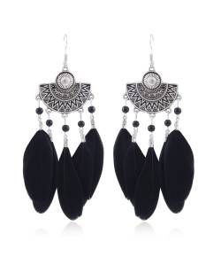 Tribal Muse Collection Black Feather Earrings 