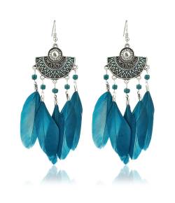 Tribal Muse Collection Blue Feather Earrings