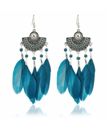 Tribal Muse Collection Blue Feather Earrings