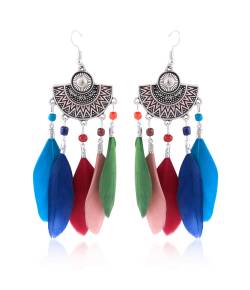 Tribal Muse Collection Multi-color Feather Earrings for Women