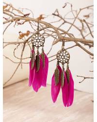 Buy Online Crunchy Fashion Earring Jewelry Luxuria Sparkling Red Sapphire Stone Long Drop-Earrings Jewellery CFE1458