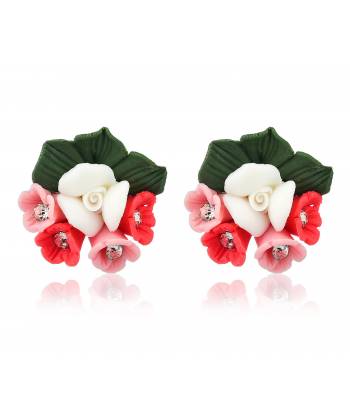 Multicolored Clay Flower Studs for Girls & Women