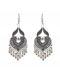 Buy Online Crunchy Fashion Earring Jewelry Oxidised Silver Traditional Red Afghani Earrings for Women Jewellery CFE0909