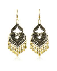 Tribal Oxidized Gold plated Drop Earrings