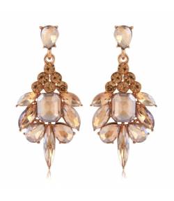 Golden Crystals Chandelier Earrings