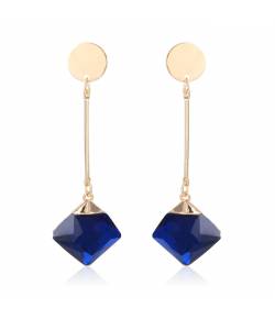 Blue Gold-Plated Contemporary Drop Earrings