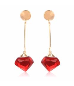 Red Gold-Plated Contemporary Drop Earrings