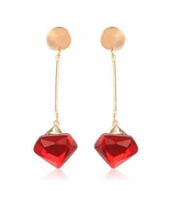 Red Gold-Plated Contemporary Drop Earrings