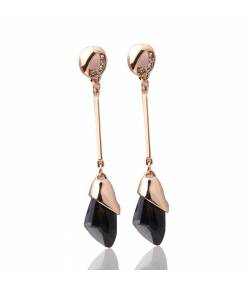Black Gold-Plated Contemporary Drop Earrings