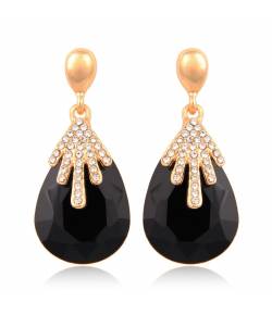 Black Crystal Droplet Earrings for Women