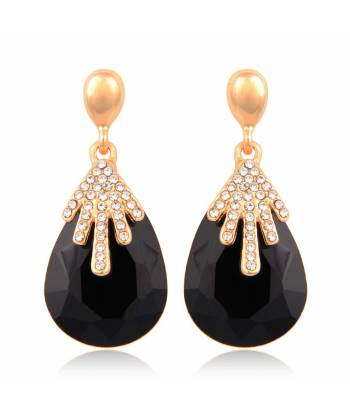 Black Crystal Droplet Earrings for Women