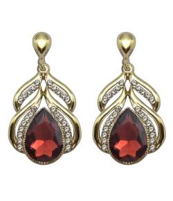 Gold Plated Brown Crystal Drop Earrings