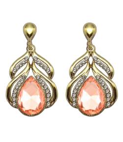 Pink Crystal Embellished Drop Earrings 