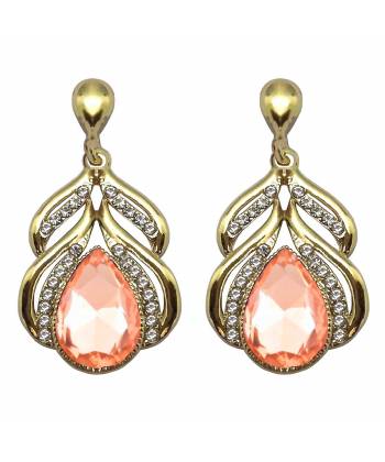 Pink Crystal Embellished Drop Earrings 