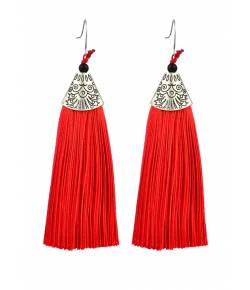 Red Long Tassel Earrings for Women