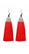 Red Long Tassel Earrings for Women