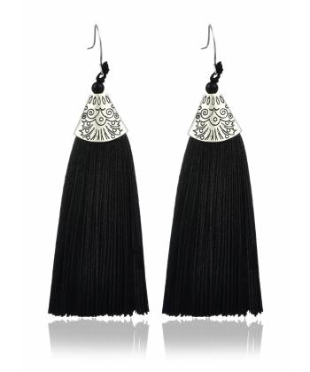 Black Long Tassel Earrings for Women