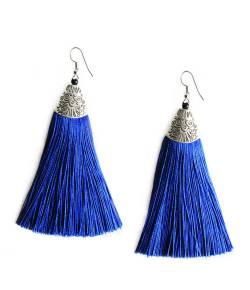 Blue Long Tassel Earrings for Women