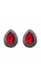 Oxidised Silver-Red Crystal  Teardrop Studs