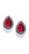 Oxidised Silver-Red Crystal  Teardrop Studs